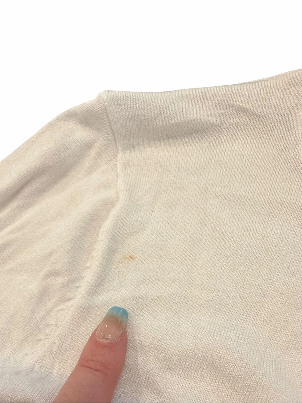 CASLON Button Up Sweater White Women Size XS Granny Core Business Casual Stain